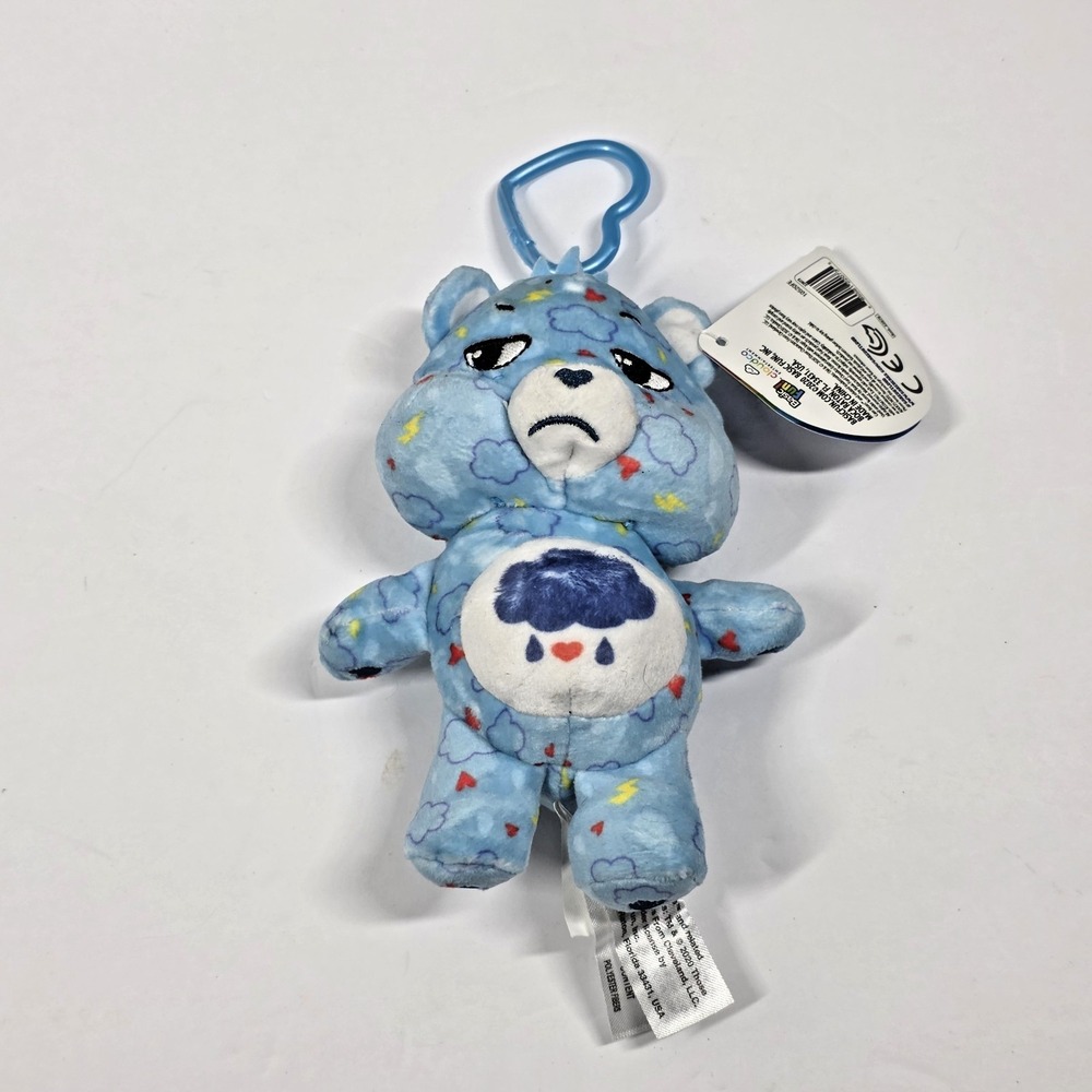 Care Bears Mini Plush Dangler Grumpy Bear Backpack Heart Clip Soft Toy With Tag